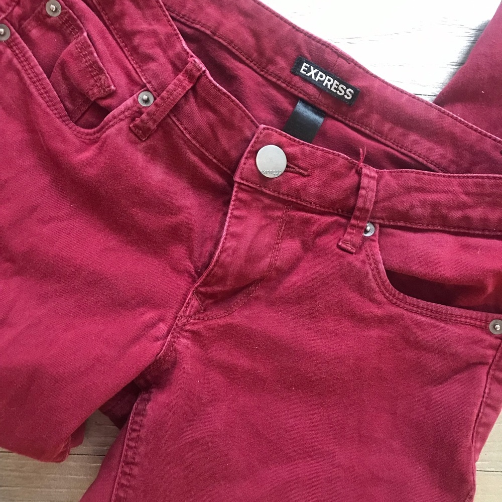 Burgundy skinny jeans